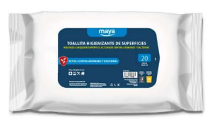 TOALLITAS HIGIENIZANTES DE SUPERFICIES DDX MAYA 19x22cm 20 uds